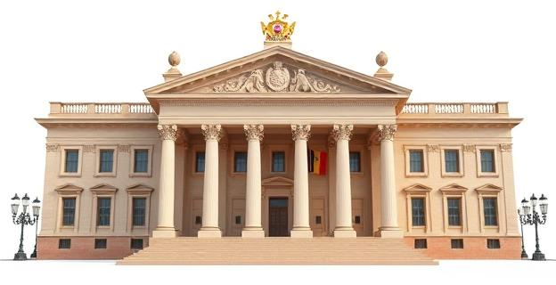 Ilustración de un edificio institucional representando el Tribunal Supremo español con un tono serio y formal.