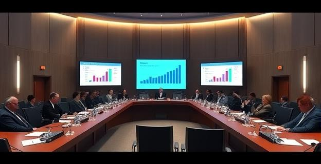 Imagen de una reunión del Consejo de Ministros en Moncloa con documentos y pantallas mostrando gráficos de presupuestos y fondos europeos