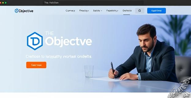 Una página web con un logotipo de The Objective y un hombre llamado Marcos Ondarra escribiendo en un escritorio