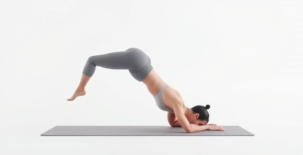 Imagen de una persona en posición de plancha alta descendiendo a flexión y luego elevando caderas hacia la postura de perro boca abajo, con fondo minimalista y colores neutros