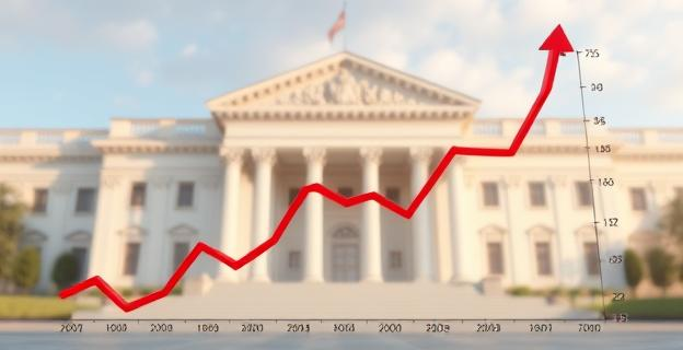 Una imagen de un gráfico económico con un fondo de un edificio gubernamental, representando la reforma del Instituto Nacional de Estadística y su impacto en la economía española.