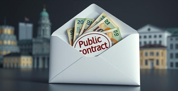 Una imagen representando un sobre con billetes de euro y un sello de 