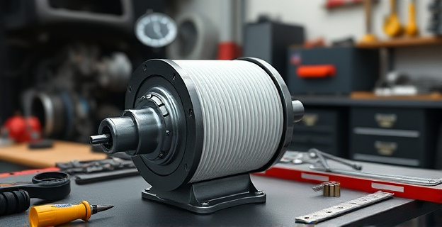 Imagen de un filtro de partículas diésel siendo limpiado en un taller mecánico, con herramientas especializadas alrededor.