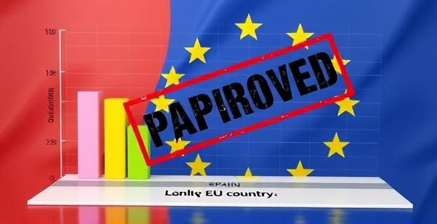 Una imagen que represente un gráfico con una barra que muestra a España como el único país de la UE que no aplica la exención del IVA, con un sello de 