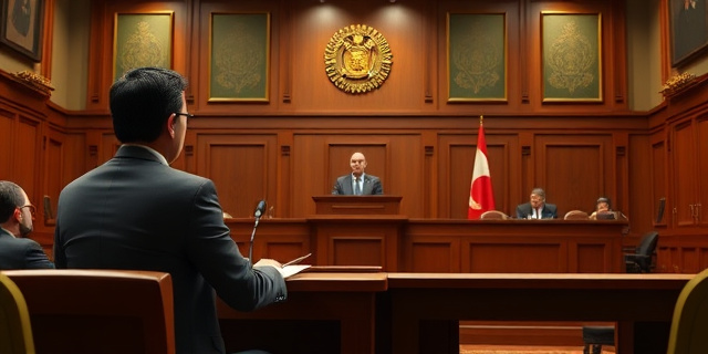 Una escena de un tribunal con un funcionario del Ministerio de Hacienda testificando sobre un escándalo de corrupción política, con un jefe de gabinete y una ministra de Hacienda en el centro de la tormenta