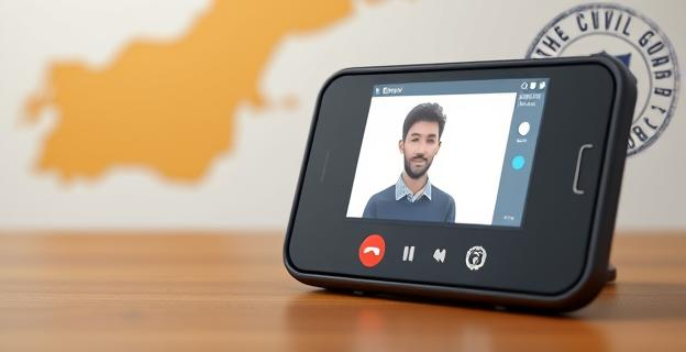 Una imagen de un teléfono con una conversación grabada en la pantalla, con un fondo de un mapa de Canarias y un sello de la Guardia Civil.