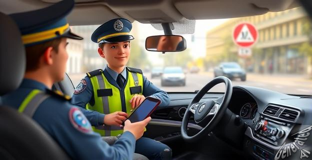Un guardia civil hablando sobre las normas de tráfico relacionadas con el uso de dispositivos móviles y pantallas en los coches.