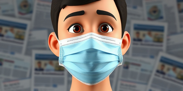 Una imagen de una persona con mascarilla, con un fondo de noticias y documentos oficiales, simbolizando la lucha contra la pandemia y la transparencia en la gestión de recursos.