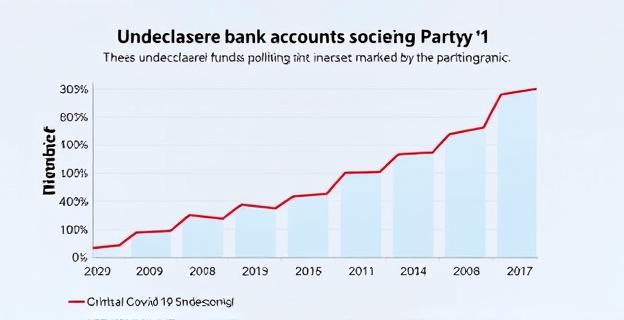 Un gráfico que muestra un aumento en el número de cuentas bancarias opacas asociadas con un partido político, con fondos no declarados aumentando en un año marcado por la pandemia de Covid-19.