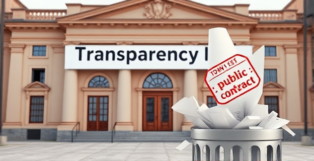 Una imagen de un ayuntamiento español con un gran letrero que dice 