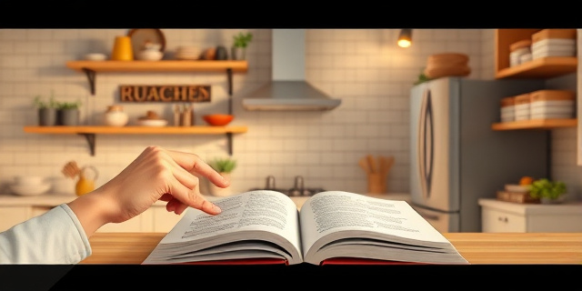 Una cocina iluminada con estantes llenos de productos frescos, una familia revisando la despensa con luz natural, una lista de compras escrita a mano sobre una mesa de madera y una calculadora a un lado, sin rostros específicos, con un reloj de pared que indica el tiempo.