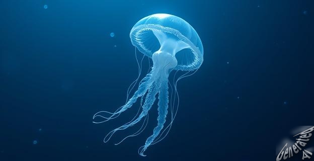 Una ilustración de una medusa con y sin protuberancia en un entorno oceánico profundo con corrientes y fronteras invisibles