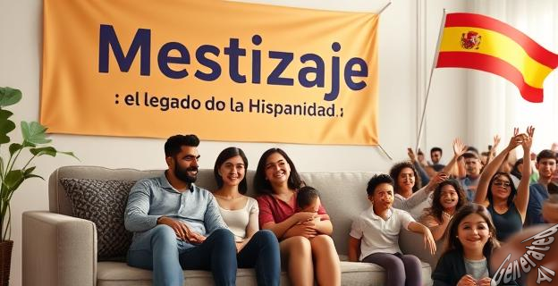 Una imagen de una familia mestiza en un sofá con el lema 