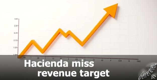 Una imagen de un gráfico financiero con una flecha hacia abajo, representando la recaudación de impuestos, con un titular que dice 