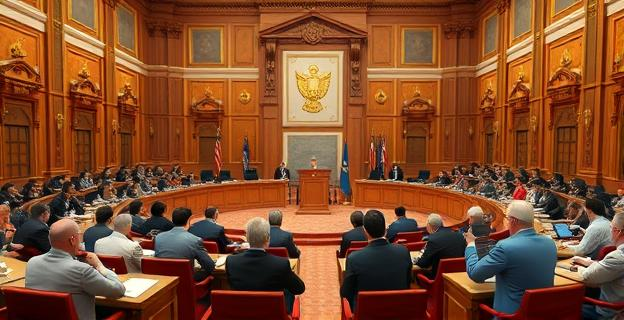 Escena de una sesión plenaria en las Cortes Valencianas con representantes políticos debatiendo