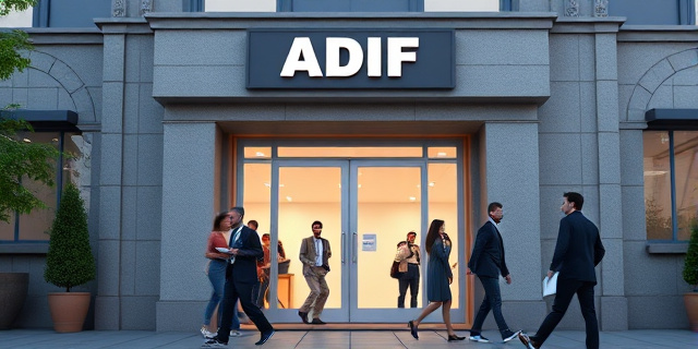 Un edificio de ADIF con un letrero que dice 