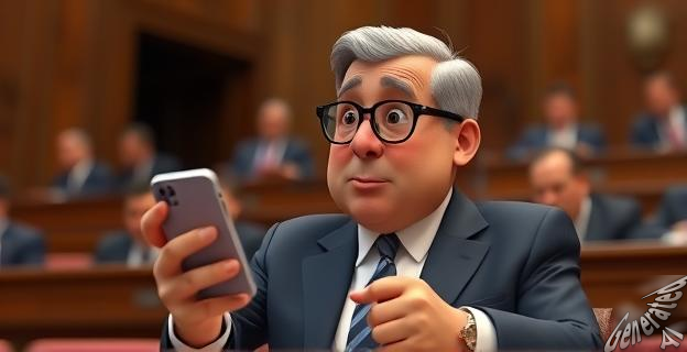 Imagen de Alberto Núñez Feijóo mirando su móvil con sorpresa en el Congreso de los Diputados