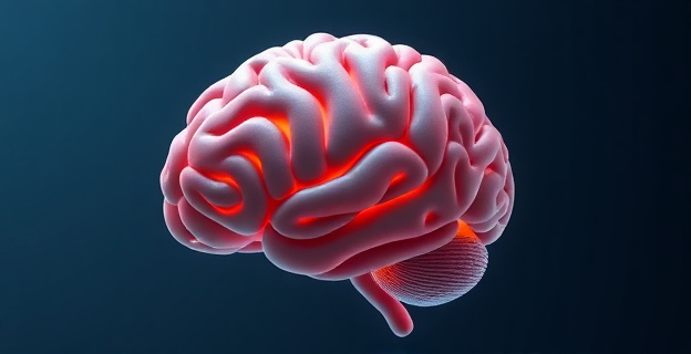 Imagen conceptual de un cerebro en desarrollo con áreas iluminadas representando maduración progresiva