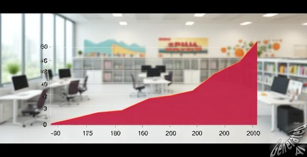 Imagen de una gráfica mostrando la evolución de las cotizaciones de autónomos en España con un fondo de oficinas y comercios pequeños