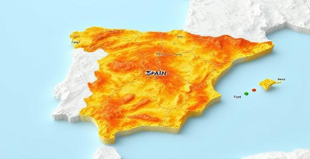 Mapa de España con zonas rurales y montañosas resaltadas, mostrando dificultades de cobertura móvil y geográfica