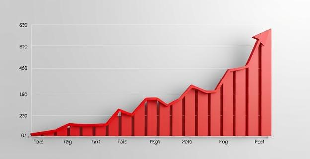 Una imagen de un gráfico que muestra el aumento de impuestos y cotizaciones en España, con un fondo gris y líneas rojas ascendentes