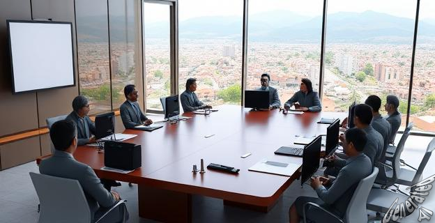 Una imagen de una reunión de la Junta de Gobierno Local del Ayuntamiento de Cuenca con una mesa llena de documentos y computadoras, con una ciudad al fondo.
