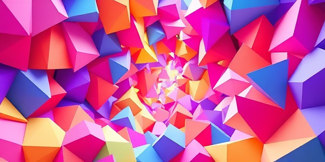 Un espacio de colores vibrantes y geométricos, con formas y figuras que se entrelazan y se fusionan en un baile de luz y sombra, con el ojo humano como centro de la percepción