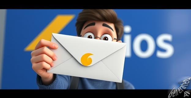 Una imagen de una persona sujetando un sobre de Correos con un logo de banca al fondo, con una expresión de sorpresa