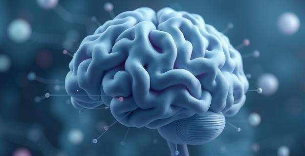 Una representación abstracta de la mente humana, mostrando conexiones neuronales difusas y algunas áreas destacadas y otras atenuadas. No hay figuras humanas. Predominan colores suaves como azules, grises y púrpuras, con un toque de luz que simula el pensamiento.