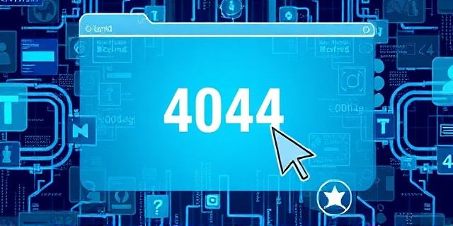 Un fondo digital glitchado con una página web vacía, símbolos 404 parpadeantes, un cursor que se pierde en un laberinto de enlaces, todo envuelto en tonos azul y gris que evocan una sensación de desorientación tecnológica