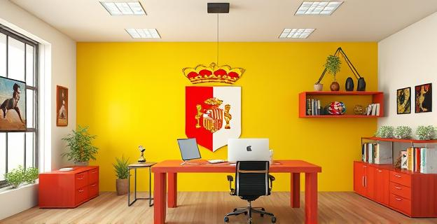 Una oficina con bandera catalana y documentos de promoción deportiva