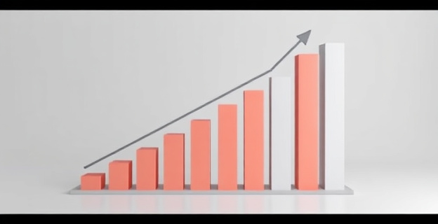 Imagen de un gráfico de barras ascendentes representando el crecimiento de la valoración de una empresa de tecnología de defensa, con un fondo neutro y colores corporativos genéricos.
