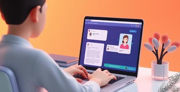 Una imagen de una persona interactuando con un navegador web que tiene un agente de IA realizando tareas en su nombre, con una ventana de chat y un asistente virtual en la pantalla.