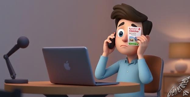 Una persona sentada en una mesa con una laptop y un teléfono, con una expresión de preocupación en su rostro, mientras que en la pantalla de la laptop aparece un anuncio de alquiler de vivienda con un precio asequible.