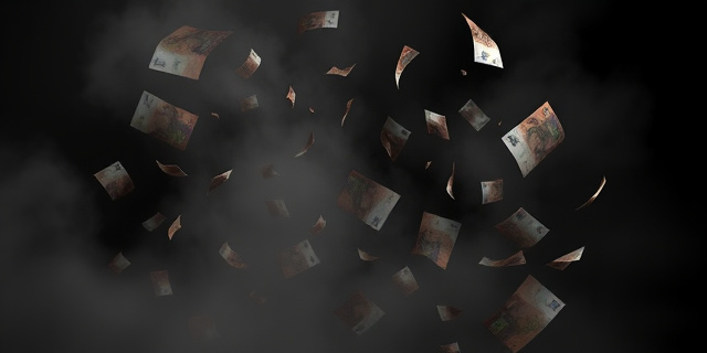 Una imagen conceptual que represente un borrador digital desvaneciéndose en la oscuridad, con fragmentos de billetes de euro emergiendo de la niebla. Estilo pictórico, colores oscuros y contrastados, simbolizando la corrupción y el ocultamiento de información.