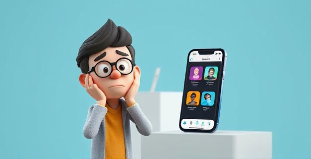 Imagen de una persona confusa delante de una urna electoral con un teléfono móvil mostrando diferentes aplicaciones de podcast