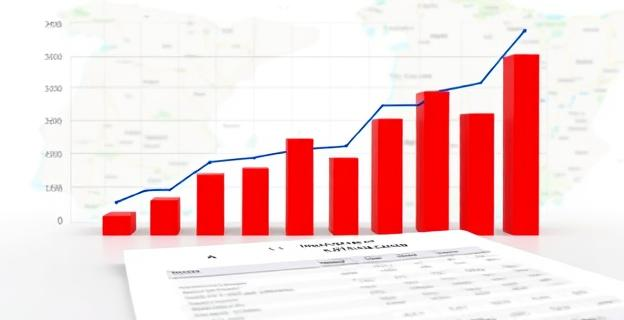 Una imagen de un gráfico mostrando inversiones en infraestructuras en Cataluña, con un fondo de mapa de España y un primer plano de un documento de presupuestos