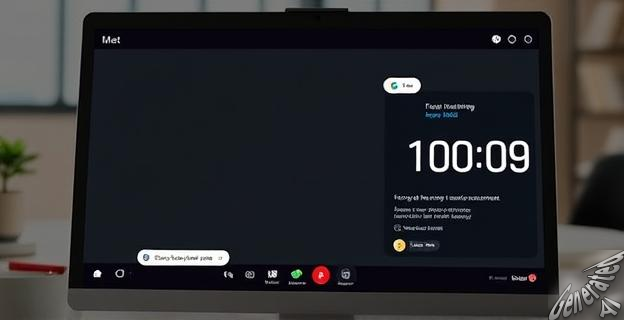 Pantalla de ordenador mostrando la interfaz de Google Meet con un temporizador en la barra lateral durante una reunión virtual.