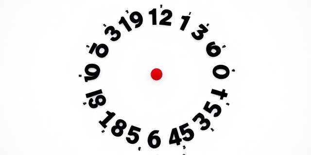 Un círculo de números que giran en un orden circular, con un punto rojo que marca el inicio del ciclo