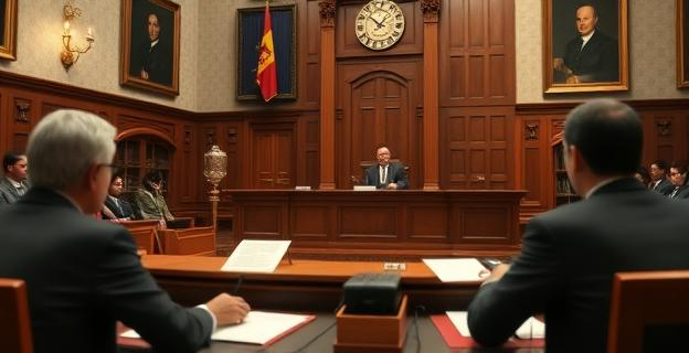 Una escena en el Senado español donde un exvicerrector declara sobre una cátedra universitaria creada para la esposa de un presidente del Gobierno, con documentos y correos electrónicos de fondo.