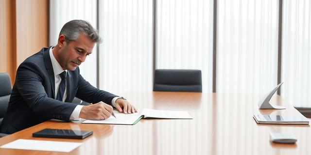 Un hombre de negocios y un político firman un documento en una mesa de reuniones