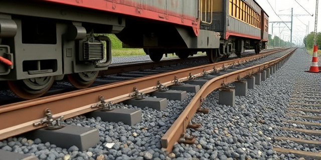 Una imagen de un tren descarrilado en un tramo de vía férrea, con fragmentos de carril y soldaduras esparcidos por el suelo