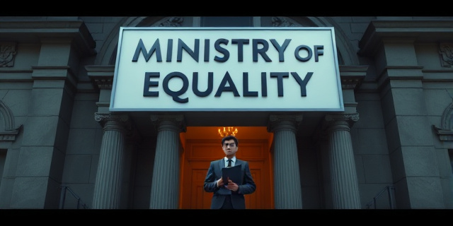 Una imagen de un edificio gubernamental con un gran letrero que dice 