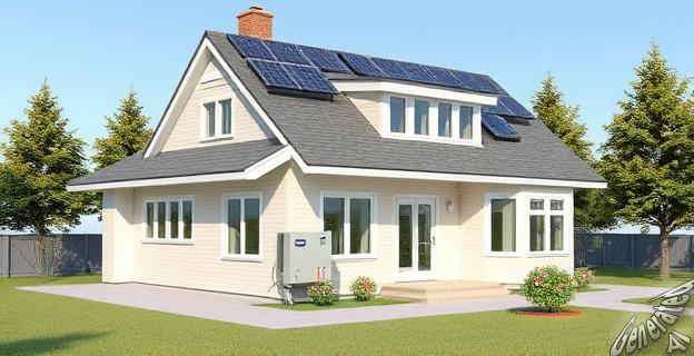 Una vivienda unifamiliar con sistema de aerotermia y paneles solares en el tejado