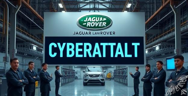 Una imagen de una fábrica de Jaguar Land Rover con un gran cartel que dice 