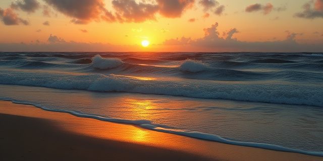 Una playa de Victoria al atardecer, con olas agitadas y un cuerpo flotando en la distancia, sin rostros ni texto, estilo realista y dramático, mostrando el contraste entre la tranquilidad del mar y la tragedia política