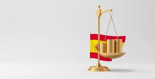 Una imagen que represente la disparidad económica en España, con una balanza que inclina hacia un lado, simbolizando la desigualdad en la distribución de la riqueza.