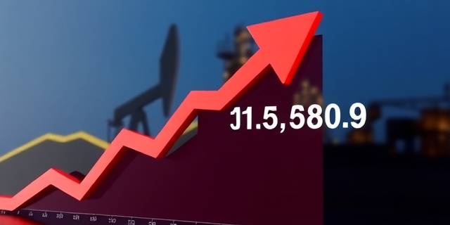 Un gráfico que muestra la subida del precio del barril de Brent, con una imagen de fondo de una refinería de petróleo y una flecha que apunta hacia arriba, simbolizando el aumento del precio.