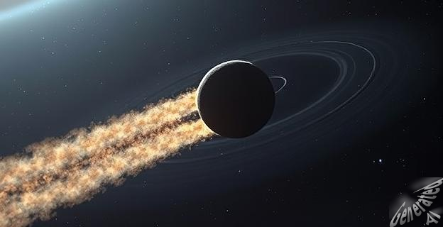 Imagen de un objeto interestelar acercándose al sistema solar con una estela de gas y polvo