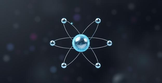 Representación artística de un átomo con electrones en orbitales alrededor del núcleo, mostrando la dualidad onda-partícula y el concepto de entrelazamiento cuántico, con un fondo que sugiere la incertidumbre y la probabilidad en la física cuántica.